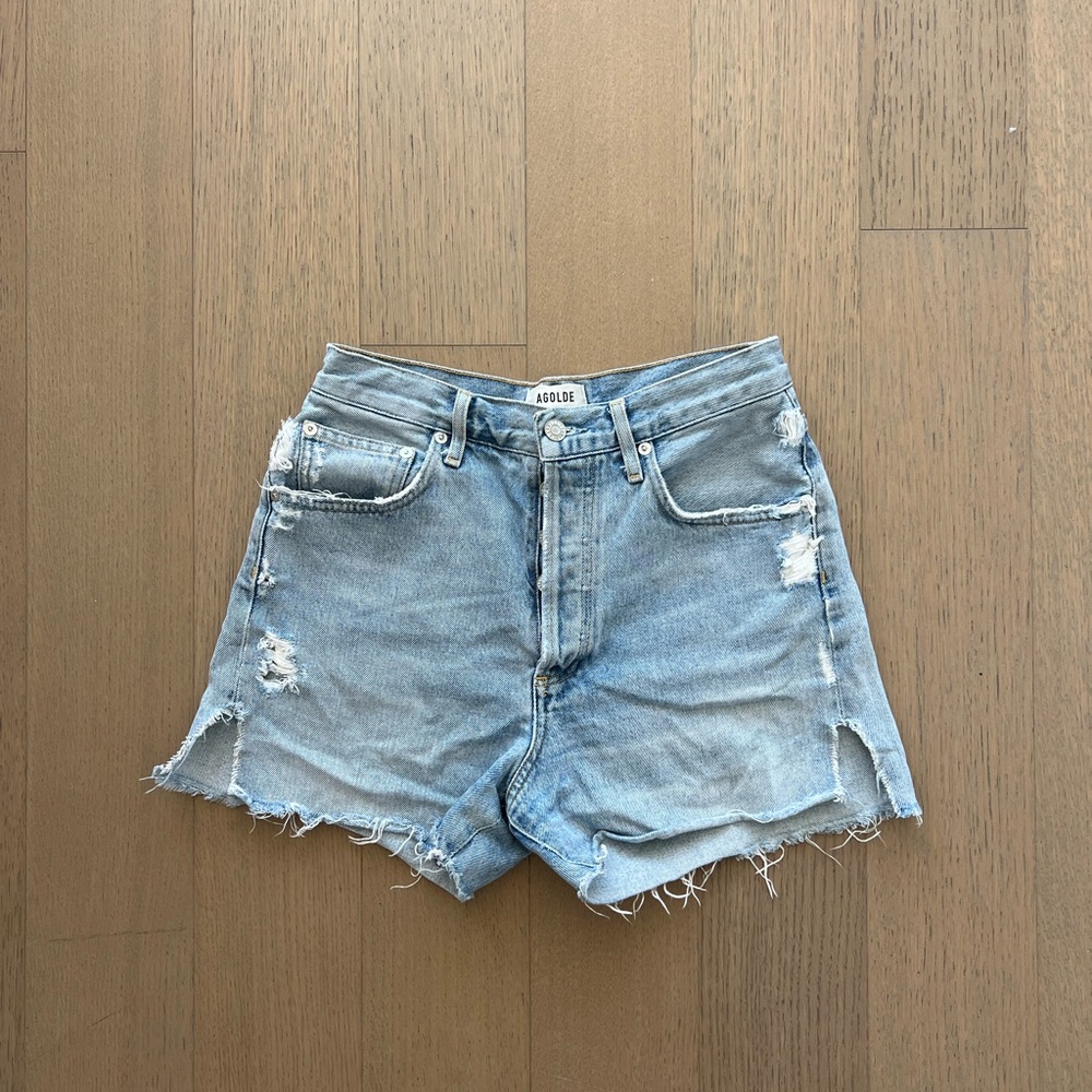 AGOLDE DEE LIGHT BLUE DENIM SHORTS